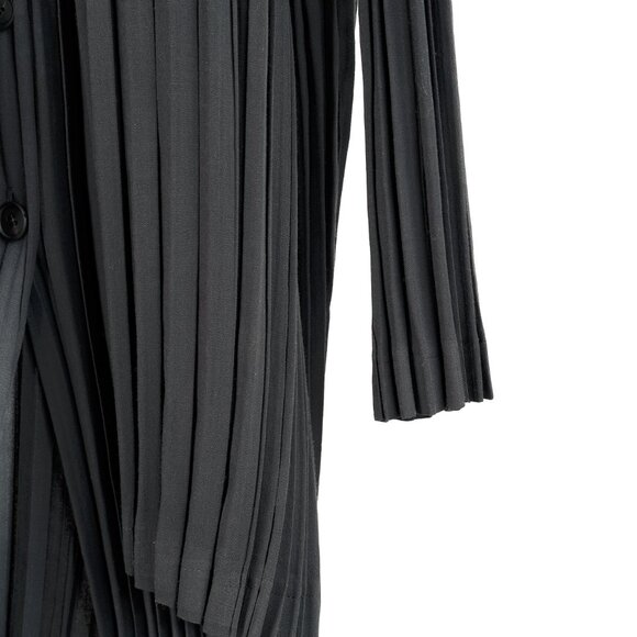 Issey Miyake Archival Rare Grey Pleated Scarf-Collar Button-Front Duster - Picture 5 of 10